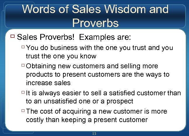 Words of Sales Wisdom and Proverbs ù Sales Proverbs! Examples are: ù You do