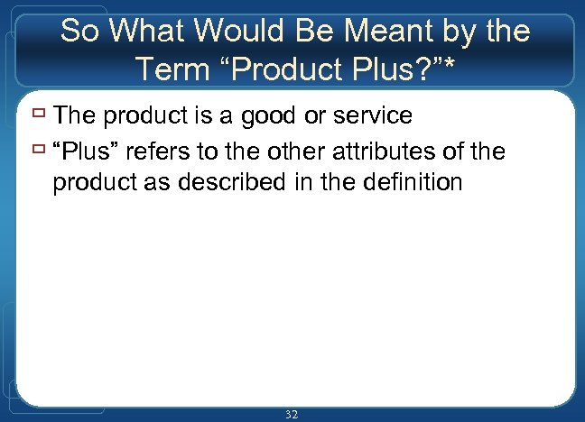 So What Would Be Meant by the Term “Product Plus? ”* ù The product