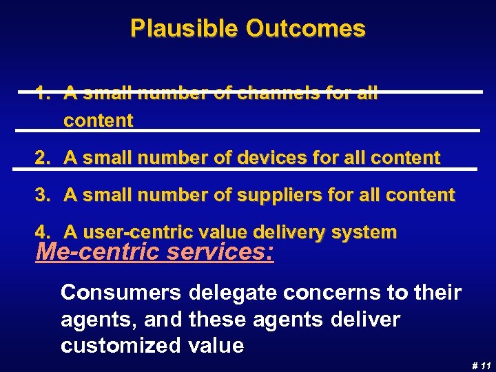 Plausible Outcomes 1. A small number of channels for all content 2. A small
