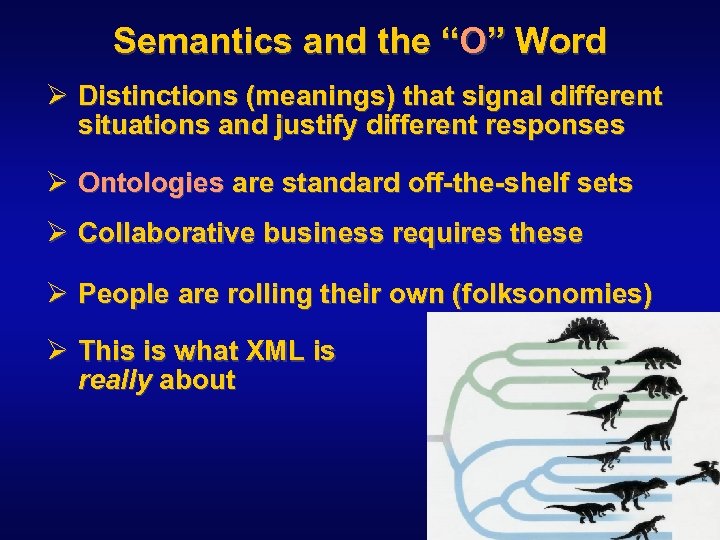 Semantics and the “O” Word Ø Distinctions (meanings) that signal different situations and justify