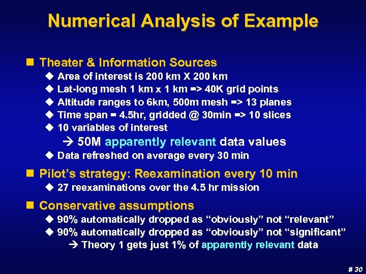 Numerical Analysis of Example n Theater & Information Sources u Area of interest is