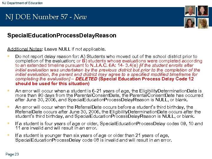 NJ Department of Education NJ DOE Number 57 - New Special. Education. Process. Delay.