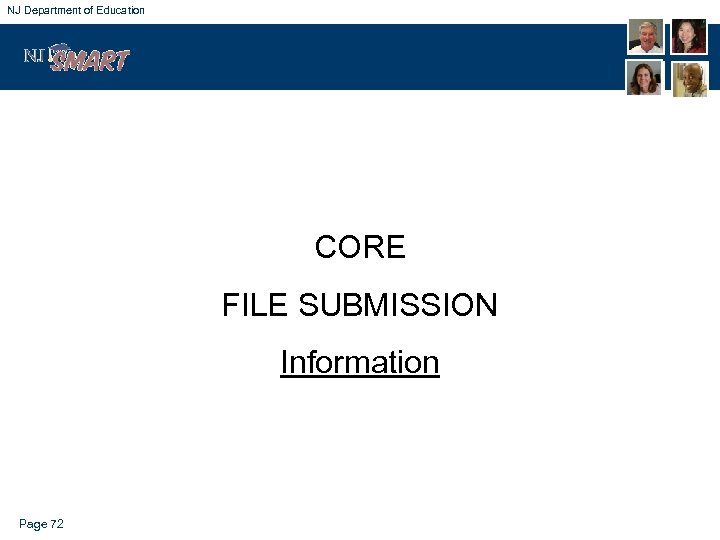 NJ Department of Education CORE FILE SUBMISSION Information Page 72 