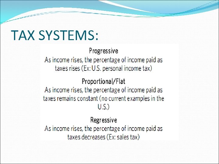 TAX SYSTEMS: 