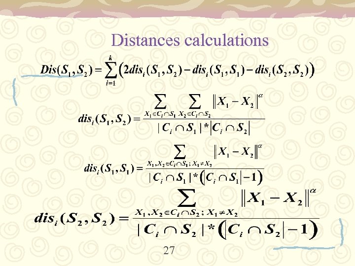 Distances calculations 27 