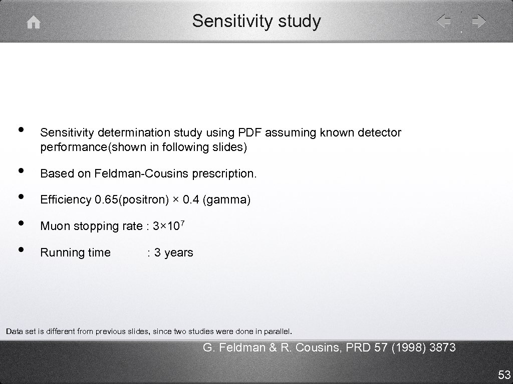 Sensitivity study • • • Sensitivity determination study using PDF assuming known detector performance(shown