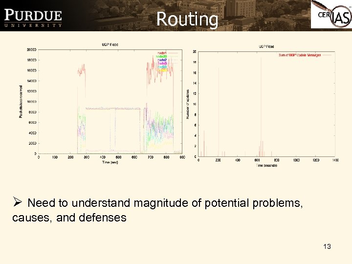 Routing Ø Need to understand magnitude of potential problems, causes, and defenses 13 