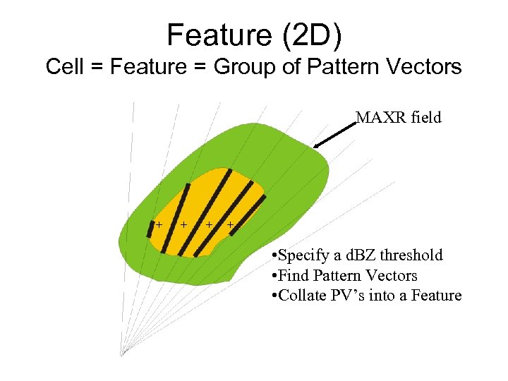 Feature (2 D) Cell = Feature = Group of Pattern Vectors MAXR field +