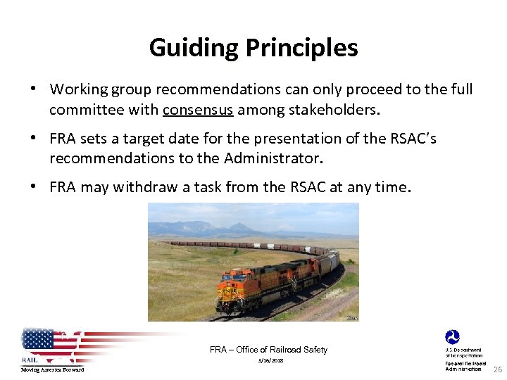 Guiding Principles • Working group recommendations can only proceed to the full committee with