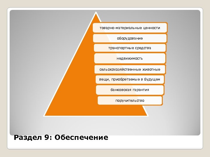 товарно-материальные ценности оборудование транспортные средства недвижимость сельскохозяйственные животные вещи, приобретаемые в будущем банковская гарантия