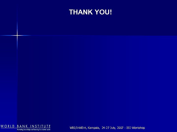 THANK YOU! WBI/In. WEnt, Kampala, 24 -27 July, 2007 - ISO Workshop 