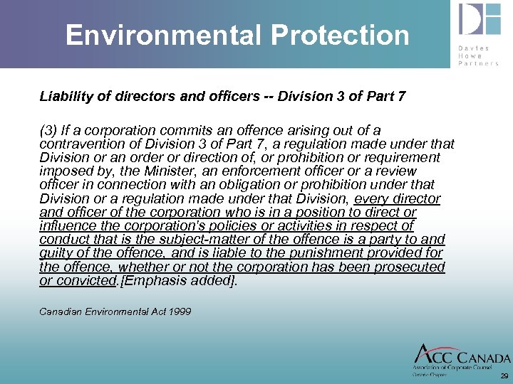Environmental Protection Liability of directors and officers -- Division 3 of Part 7 (3)