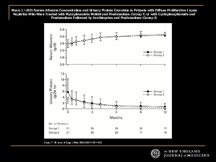 Mean ({ /-}SD) Serum Albumin Concentration and Urinary Protein Excretion in Patients with Diffuse