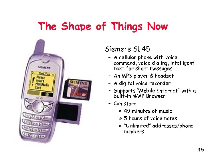The Shape of Things Now • Siemens SL 45 – A cellular phone with