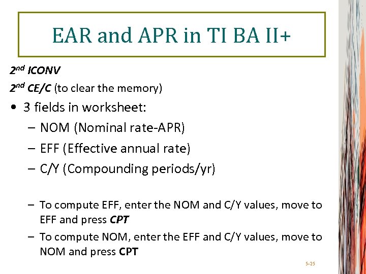 EAR and APR in TI BA II+ 2 nd ICONV 2 nd CE/C (to