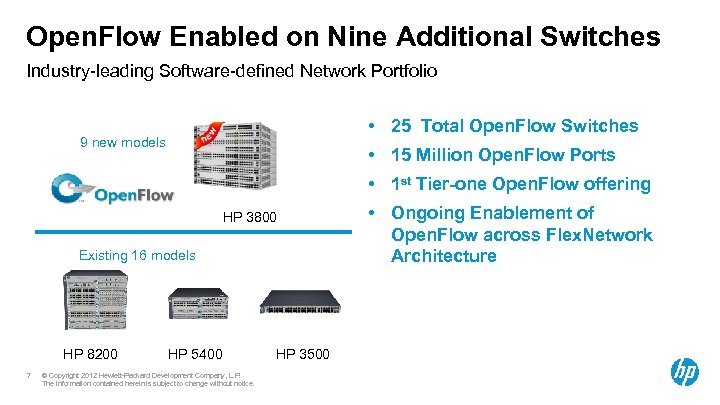 Open. Flow Enabled on Nine Additional Switches Industry-leading Software-defined Network Portfolio • 25 Total