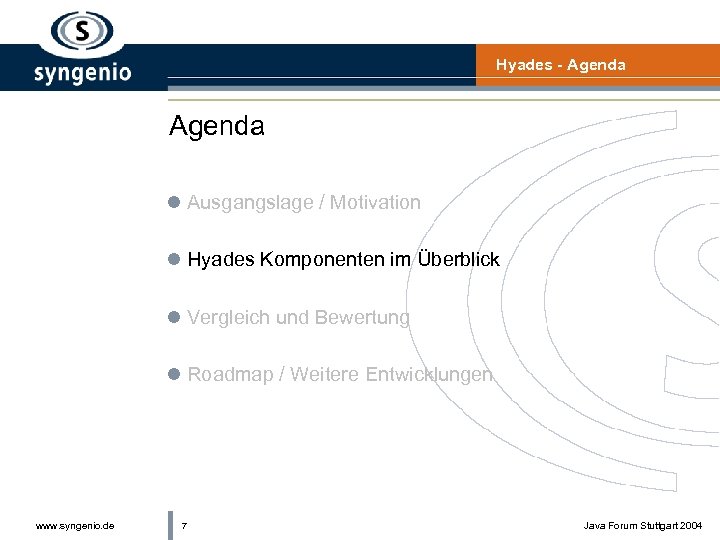 Hyades - Agenda l Ausgangslage / Motivation l Hyades Komponenten im Überblick l Vergleich