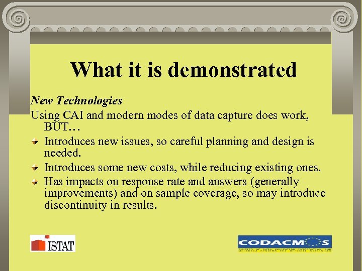 What it is demonstrated New Technologies Using CAI and modern modes of data capture