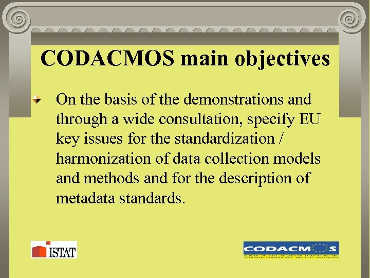 CODACMOS main objectives On the basis of the demonstrations and through a wide consultation,