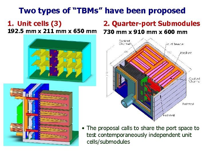 Two types of “TBMs” have been proposed 1. Unit cells (3) 192. 5 mm