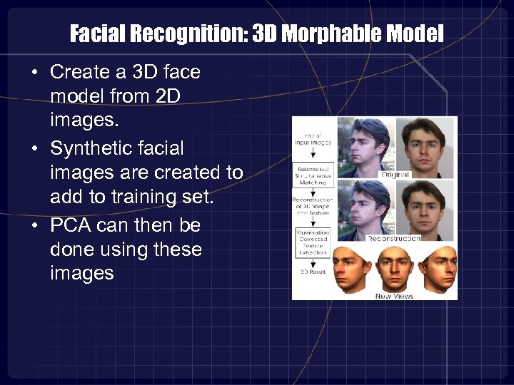 Facial Recognition: 3 D Morphable Model • Create a 3 D face model from