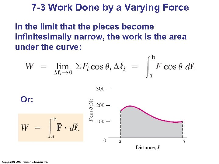 7 -3 Work Done by a Varying Force In the limit that the pieces