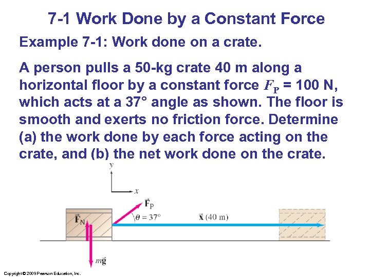 7 -1 Work Done by a Constant Force Example 7 -1: Work done on