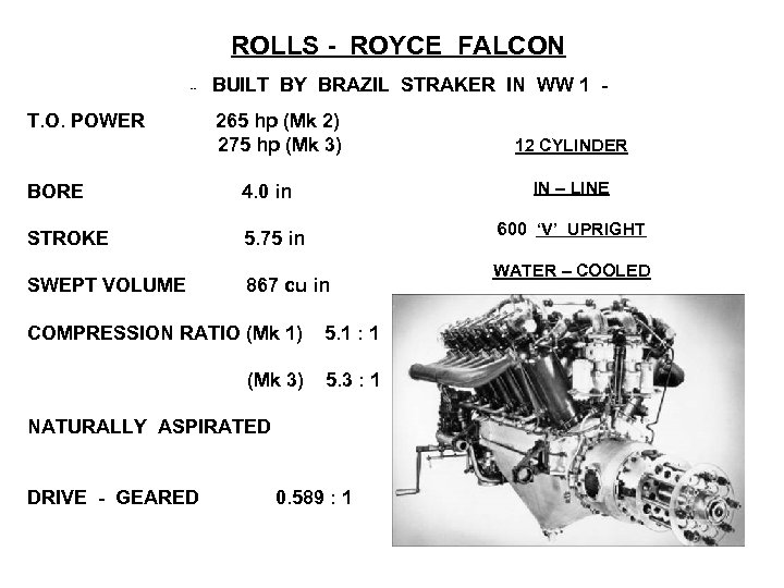 ROLLS - ROYCE FALCON -- T. O. POWER BUILT BY BRAZIL STRAKER IN WW