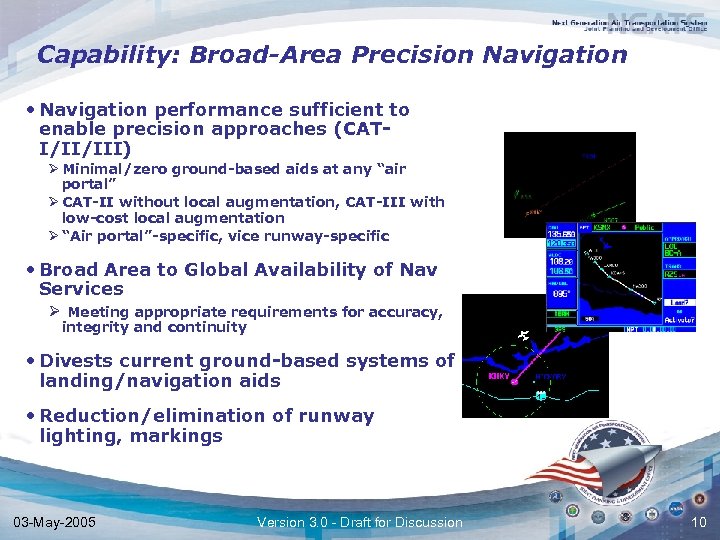 Capability: Broad-Area Precision Navigation • Navigation performance sufficient to enable precision approaches (CATI/II/III) Ø