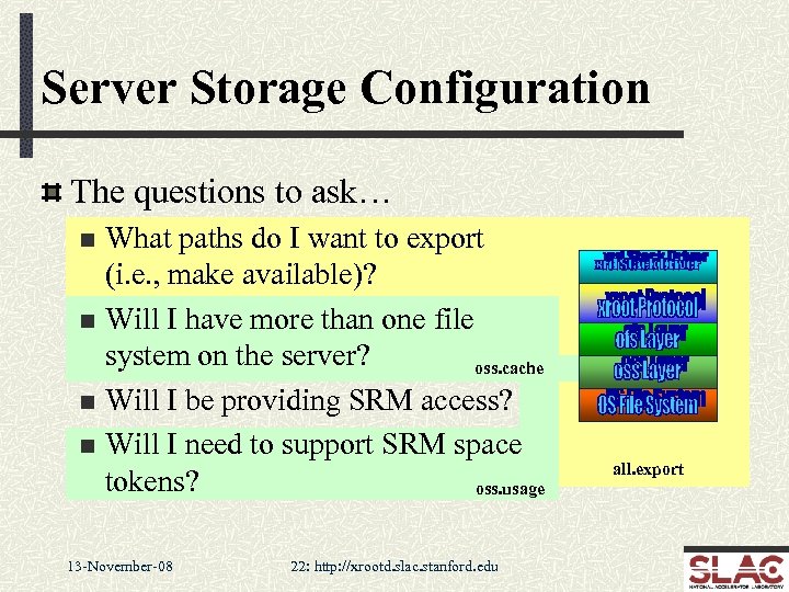 Server Storage Configuration The questions to ask… What paths do I want to export