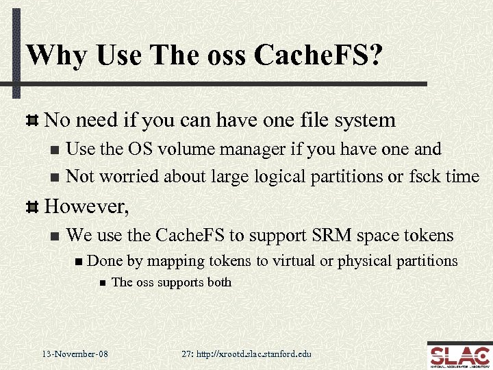 Why Use The oss Cache. FS? No need if you can have one file