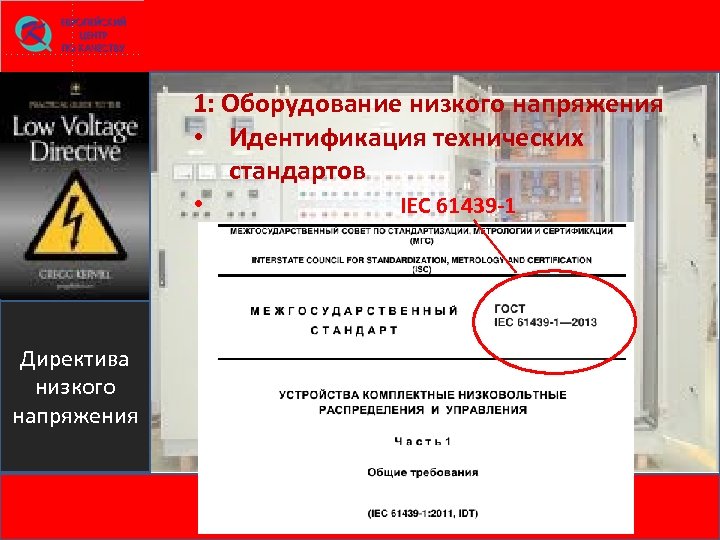 1: Оборудование низкого напряжения • Идентификация технических стандартов • IEC 61439 -1 Директива низкого