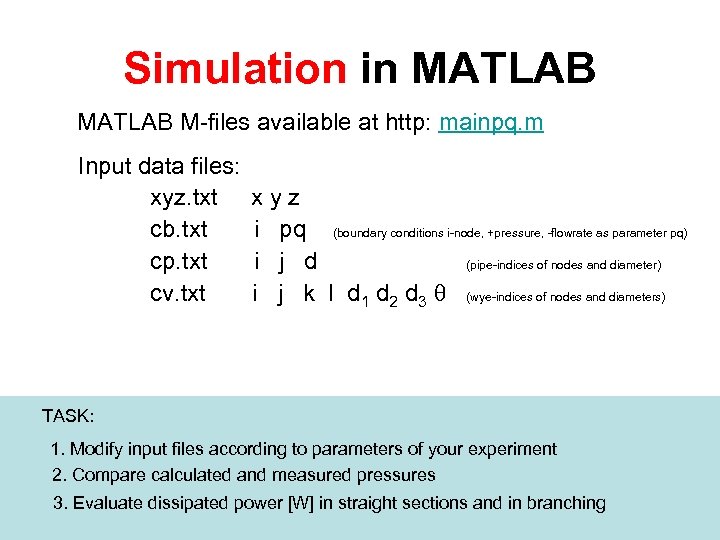 Simulation in MATLAB M-files available at http: mainpq. m Input data files: xyz. txt
