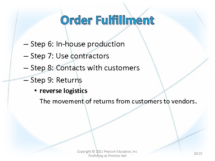 Order Fulfillment – Step 6: In-house production – Step 7: Use contractors – Step
