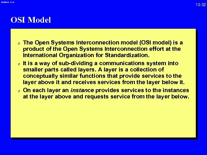 3/18/2018 21: 51 13 -32 OSI Model 0 The Open Systems Interconnection model (OSI