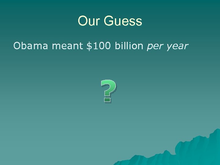 Our Guess Obama meant $100 billion per year ? 