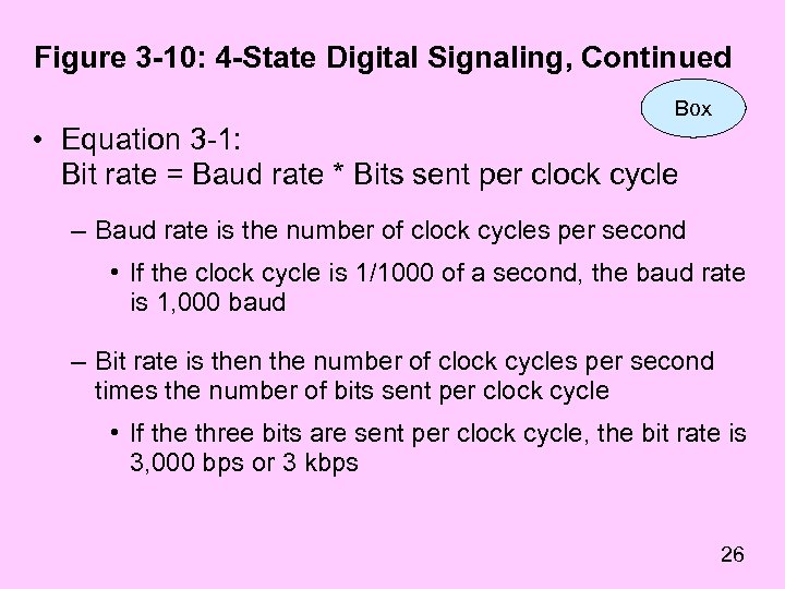 Figure 3 -10: 4 -State Digital Signaling, Continued Box • Equation 3 -1: Bit
