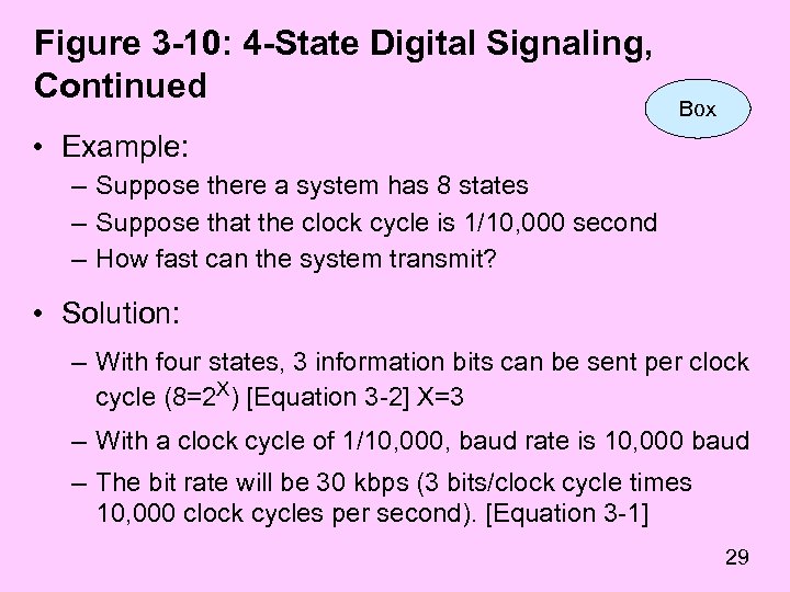 Figure 3 -10: 4 -State Digital Signaling, Continued Box • Example: – Suppose there