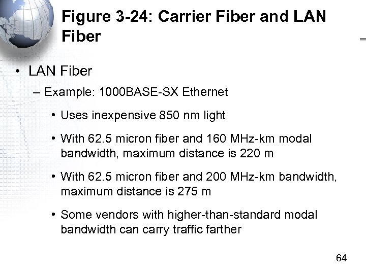 Figure 3 -24: Carrier Fiber and LAN Fiber • LAN Fiber – Example: 1000