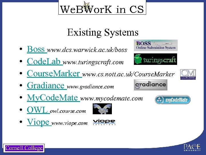 in CS Existing Systems • • Boss www. dcs. warwick. ac. uk/boss Code. Lab