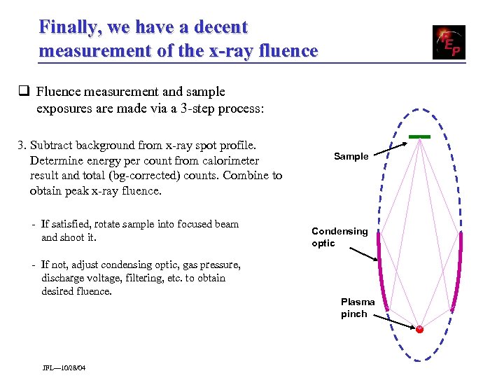 Finally, we have a decent measurement of the x-ray fluence q Fluence measurement and