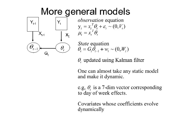 More general models Yt-1 Yt Xt-1 Gt xt 