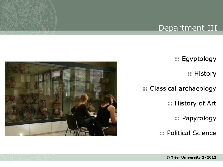 Department III : : Egyptology : : History : : Classical archaeology : :