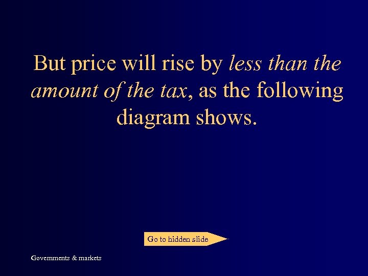 But price will rise by less than the amount of the tax, as the