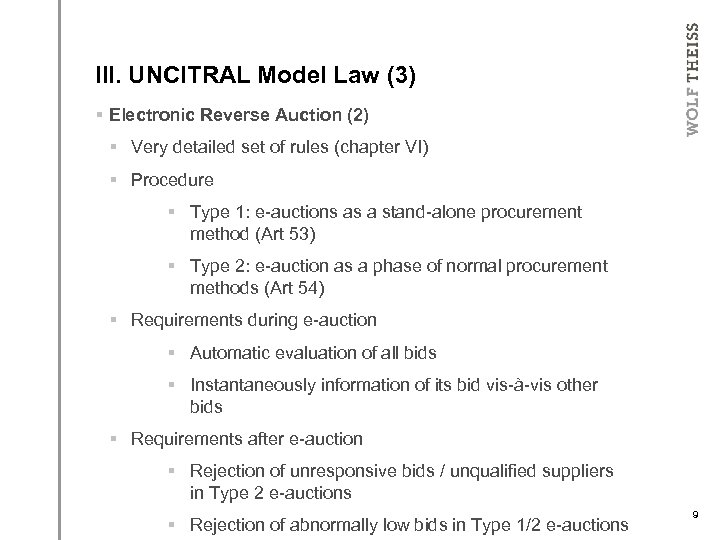 UNCITRAL Model Law and e-Procurement III. UNCITRAL Model Law (3) § Electronic Reverse Auction