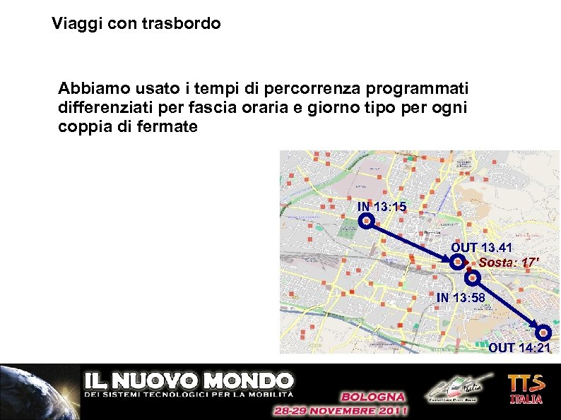 Viaggi con trasbordo Abbiamo usato i tempi di percorrenza programmati differenziati per fascia oraria