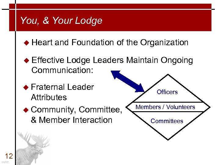 You, & Your Lodge u Heart and Foundation of the Organization u Effective Lodge