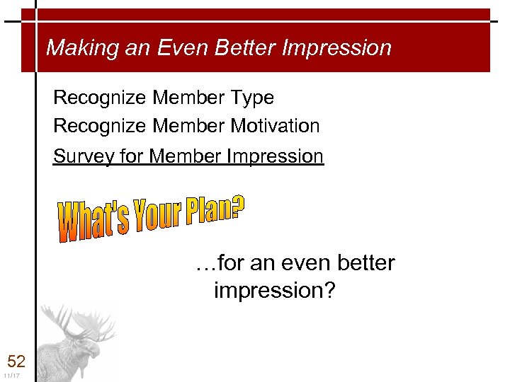 Making an Even Better Impression Recognize Member Type Recognize Member Motivation Survey for Member