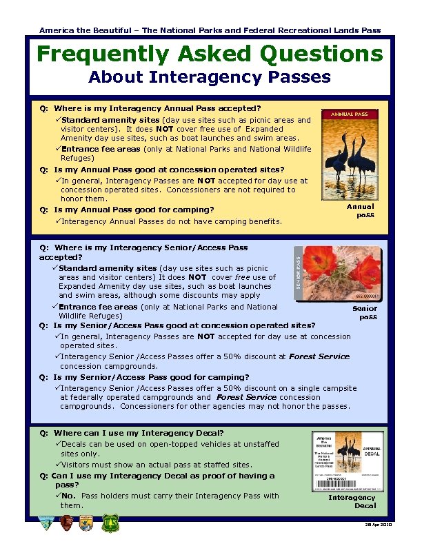 America the Beautiful – The National Parks and Federal Recreational Lands Pass Frequently Asked