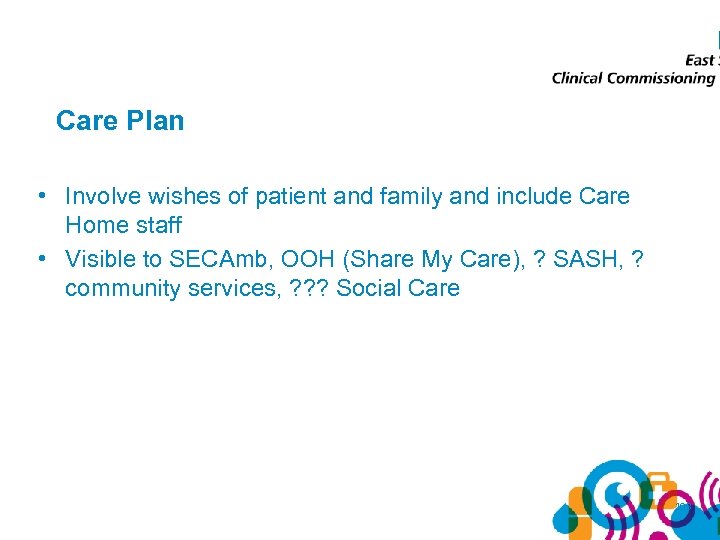Care Plan • Involve wishes of patient and family and include Care Home staff